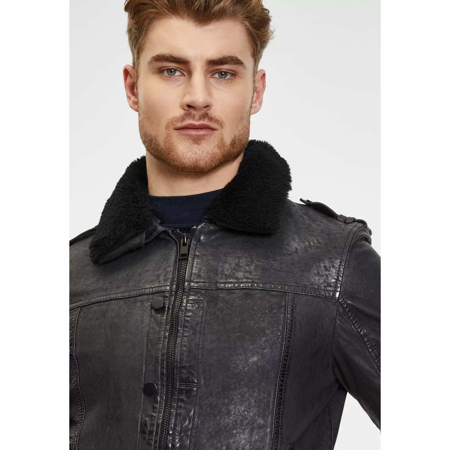 Geaca de Piele Barbati Gipsy Neagra G2MFairan – IMBRACAMINTE