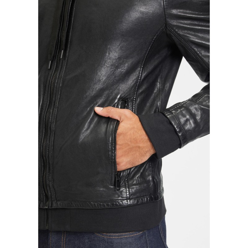 Geaca de Piele Barbati Gipsy Neagra G2MKailan – Black Friday