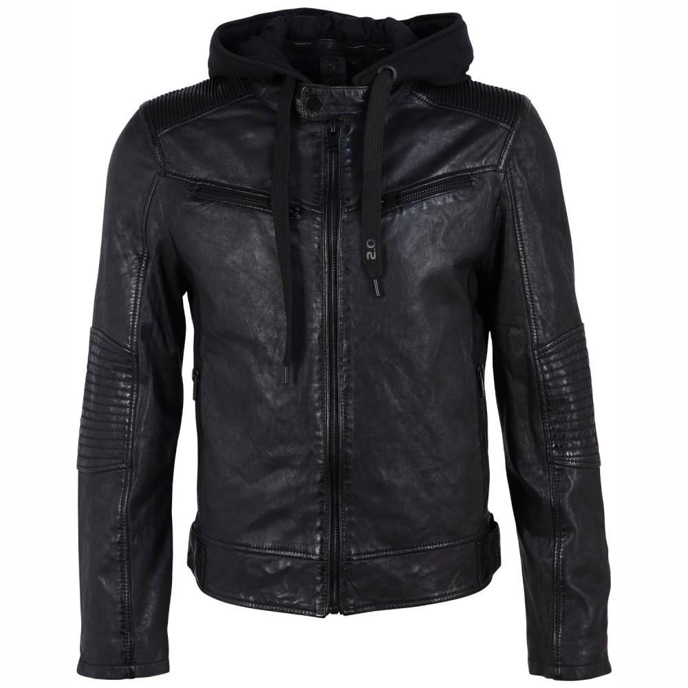 Geaca de Piele Barbati Gipsy Neagra G2MKayto - readytowear.ro