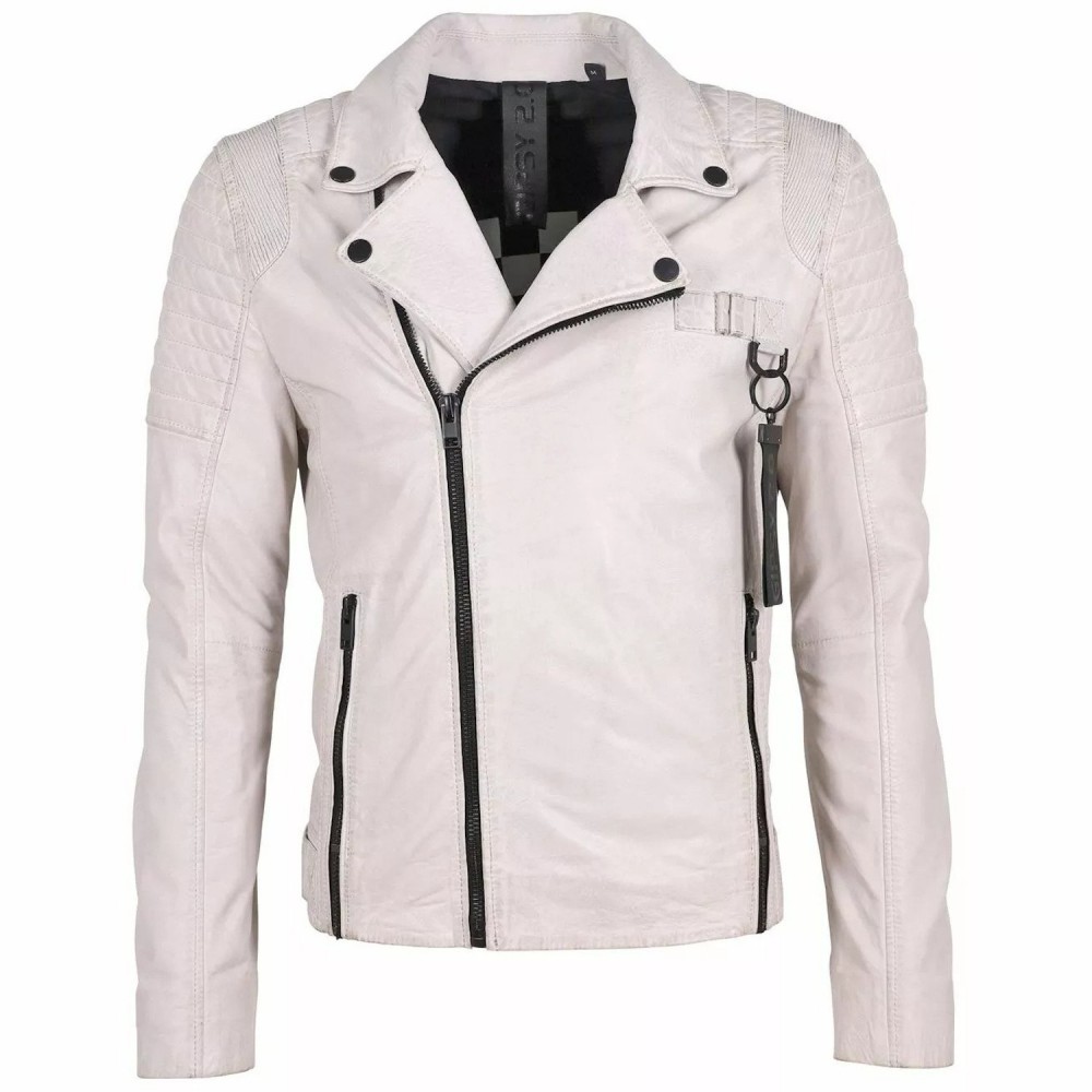 Geaca de Piele Barbati Gipsy Alb Murdar G2MLyal SF LATEV geci de piele - readytowear.ro