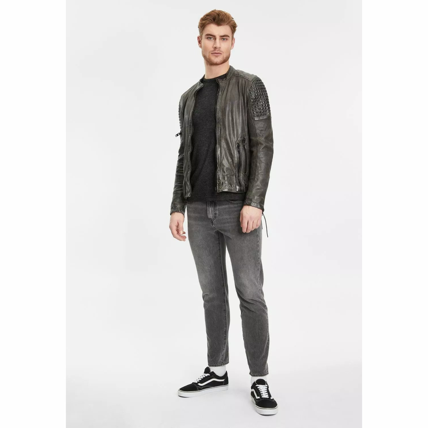 Geaca de Piele Barbati Gipsy Antracit G2MMahon – Black Friday