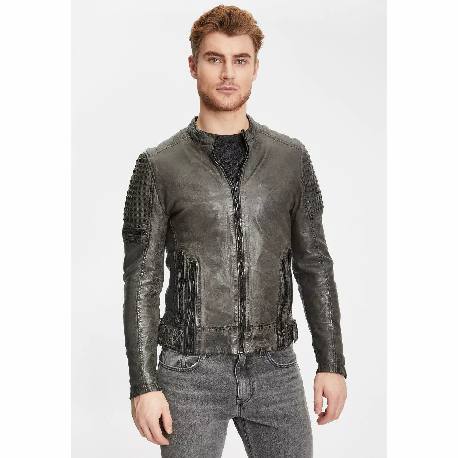 Geaca de Piele Barbati Gipsy Antracit G2MMahon – Black Friday