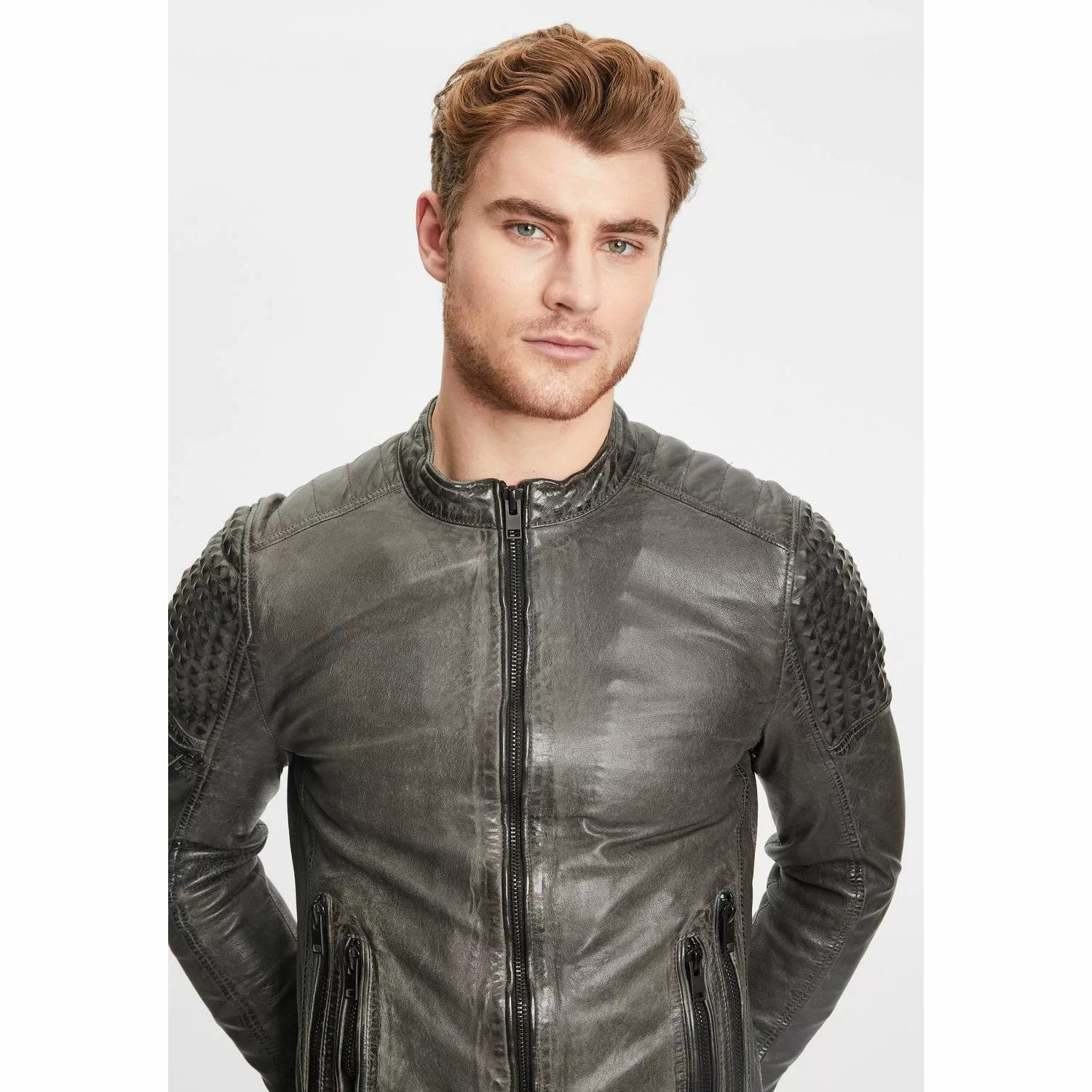 Geaca de Piele Barbati Gipsy Antracit G2MMahon – Black Friday