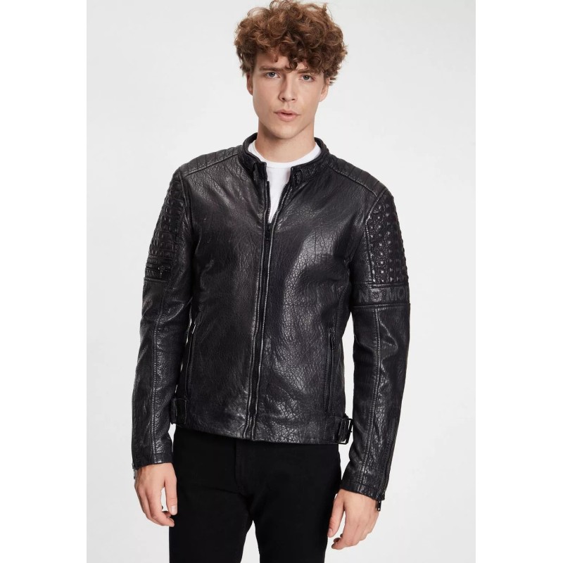 Geaca de Piele Barbati Gipsy Negru Antic G2MMirron SF LTAV – IMBRACAMINTE