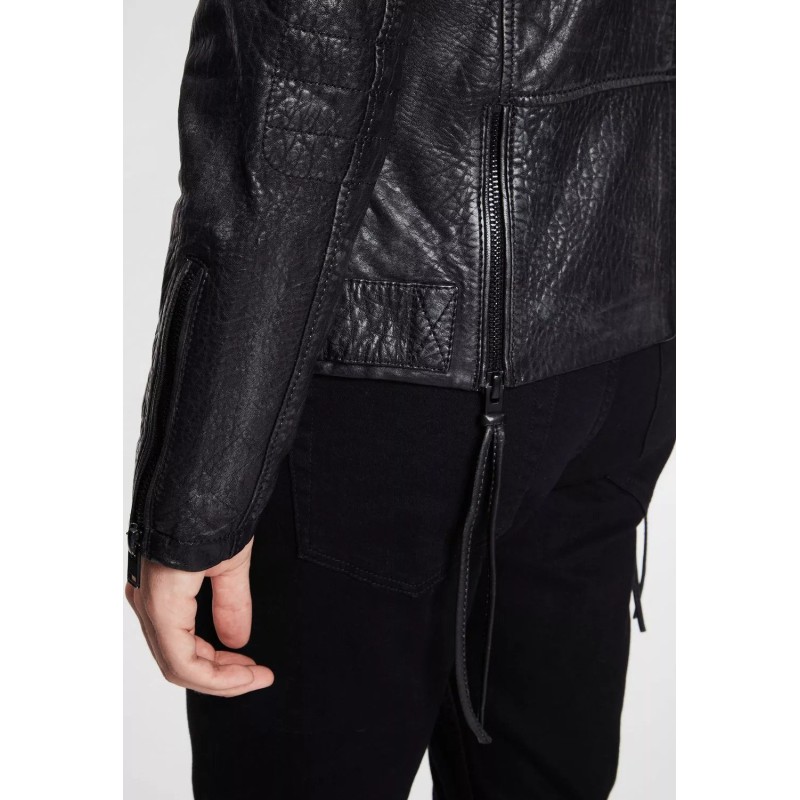 Geaca de Piele Barbati Gipsy Negru Antic G2MMirron SF LTAV – IMBRACAMINTE