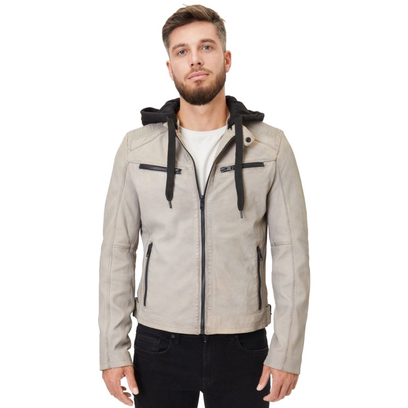 Geaca de Piele Barbati Gipsy Gri Deschis G2MSayto – Geci de Piele