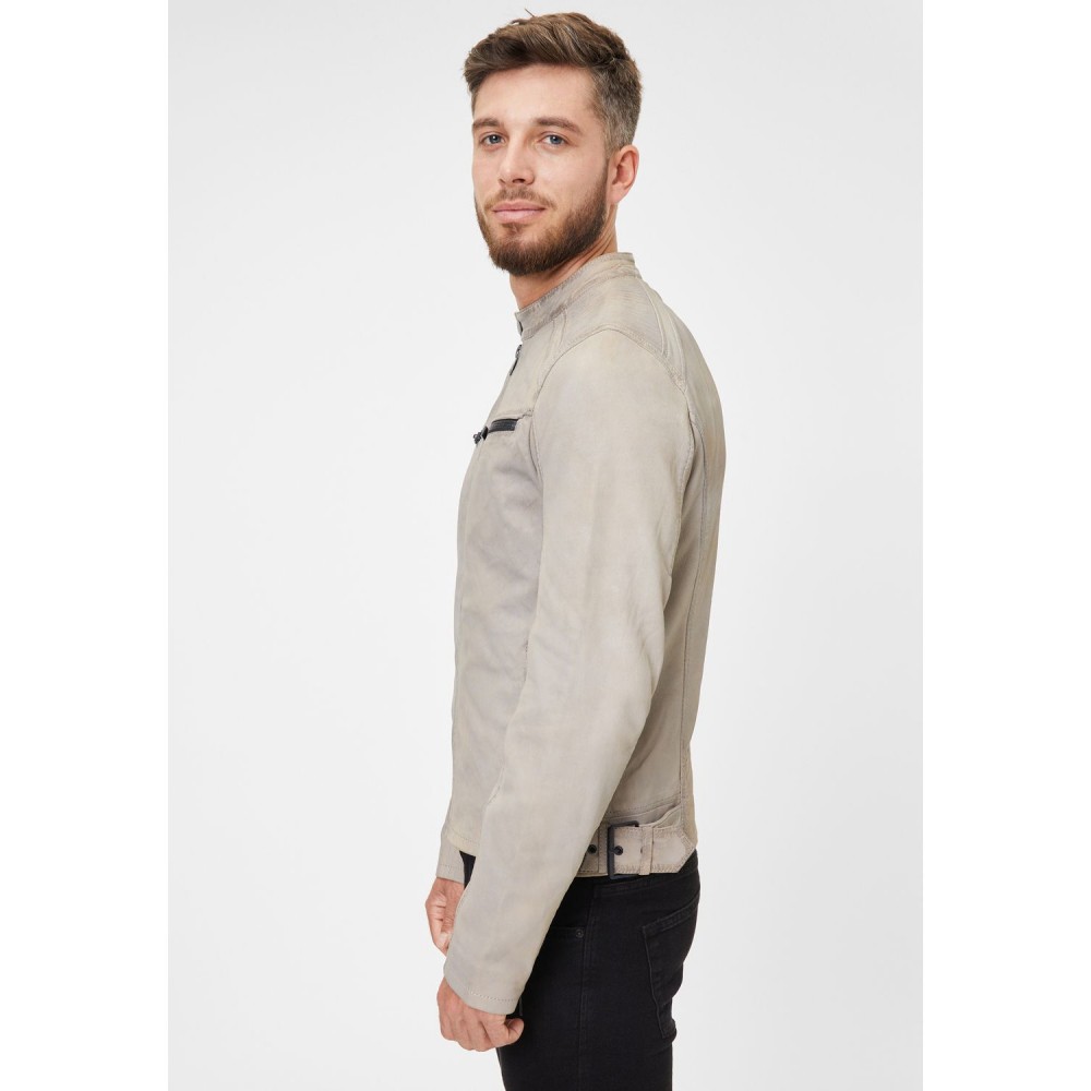 Geaca de Piele Barbati Gipsy Gri Deschis G2MSayto Geaca de Piele Barbati Gipsy Gri Deschis G2MSayto - readytowear.ro
