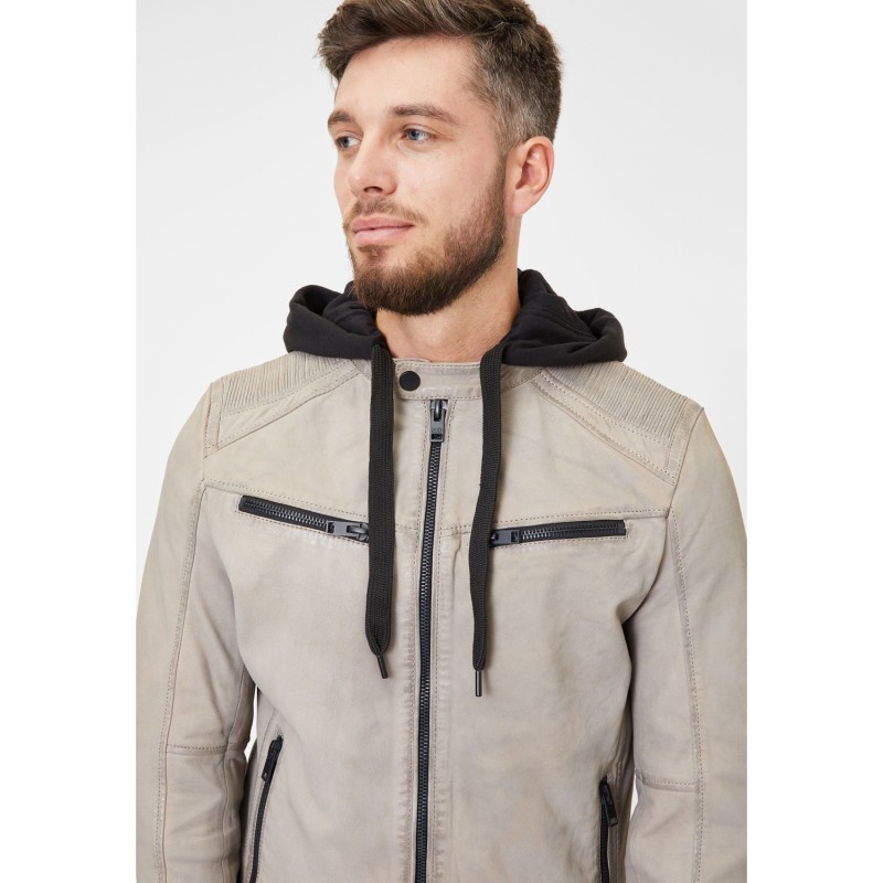 Geaca de Piele Barbati Gipsy Gri Deschis G2MSayto – Geci de Piele