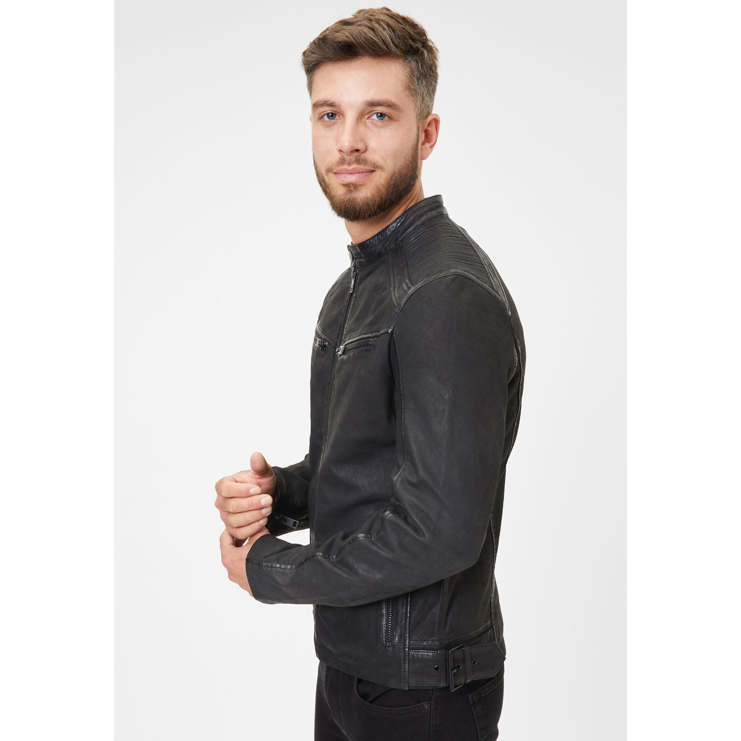 Geaca de Piele Barbati Gipsy Neagra G2MSayto – IMBRACAMINTE