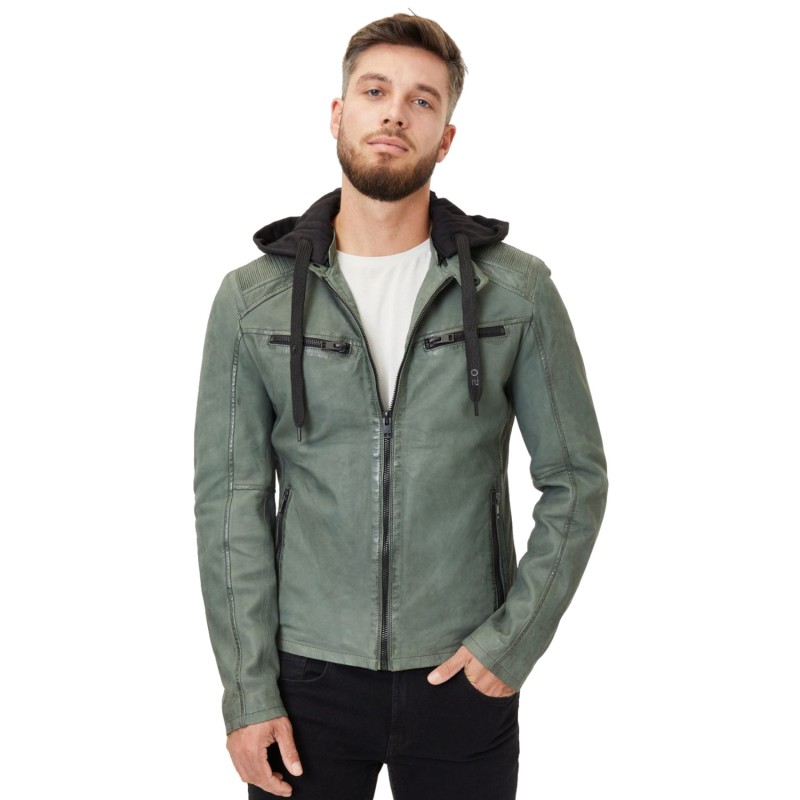 Geaca de Piele Barbati Gipsy Verde Salvie Inchis G2MSayto – Geci de Piele