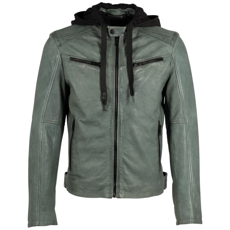 Geaca de Piele Barbati Gipsy Verde Salvie Inchis G2MSayto – Geci de Piele