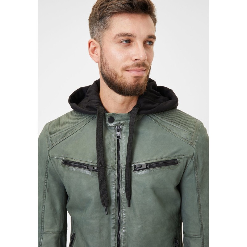 Geaca de Piele Barbati Gipsy Verde Salvie Inchis G2MSayto – Geci de Piele