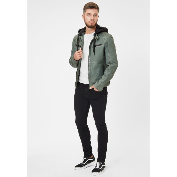 Geaca de Piele Barbati Gipsy Verde Salvie Inchis G2MSayto – Black Friday — fotografia 5