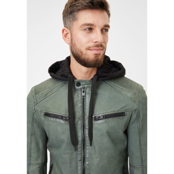 Geaca de Piele Barbati Gipsy Verde Salvie Inchis G2MSayto – Black Friday — fotografia 6