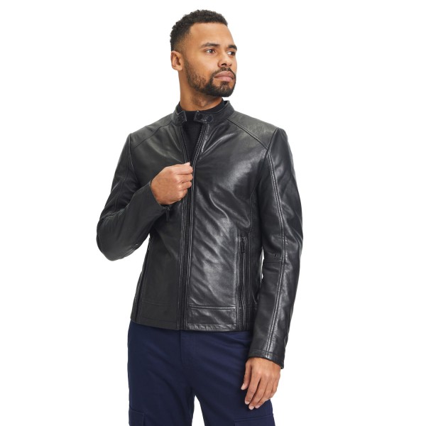 Geaca de Piele Barbati Gipsy Neagra G2MShiru – IMBRACAMINTE — fotografia 1