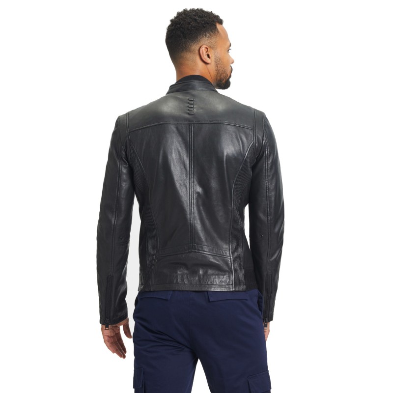 Geaca de Piele Barbati Gipsy Neagra G2MShiru – IMBRACAMINTE