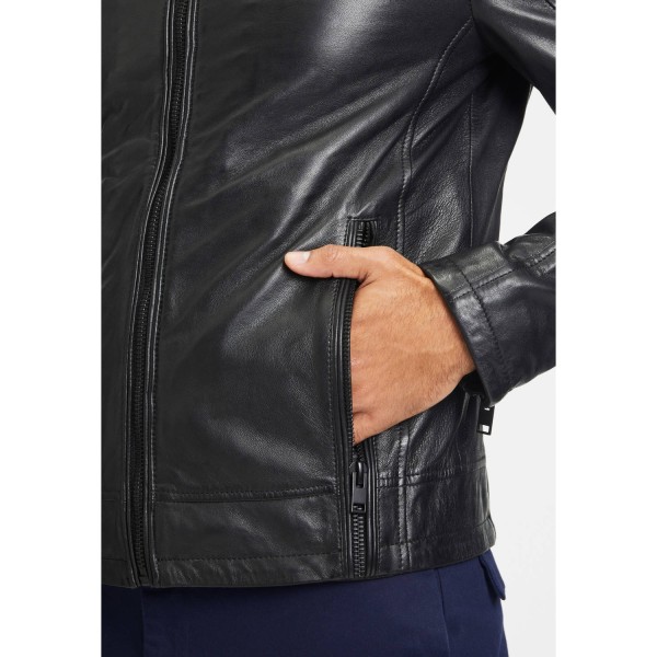 Geaca de Piele Barbati Gipsy Neagra G2MShiru – IMBRACAMINTE — fotografia 7