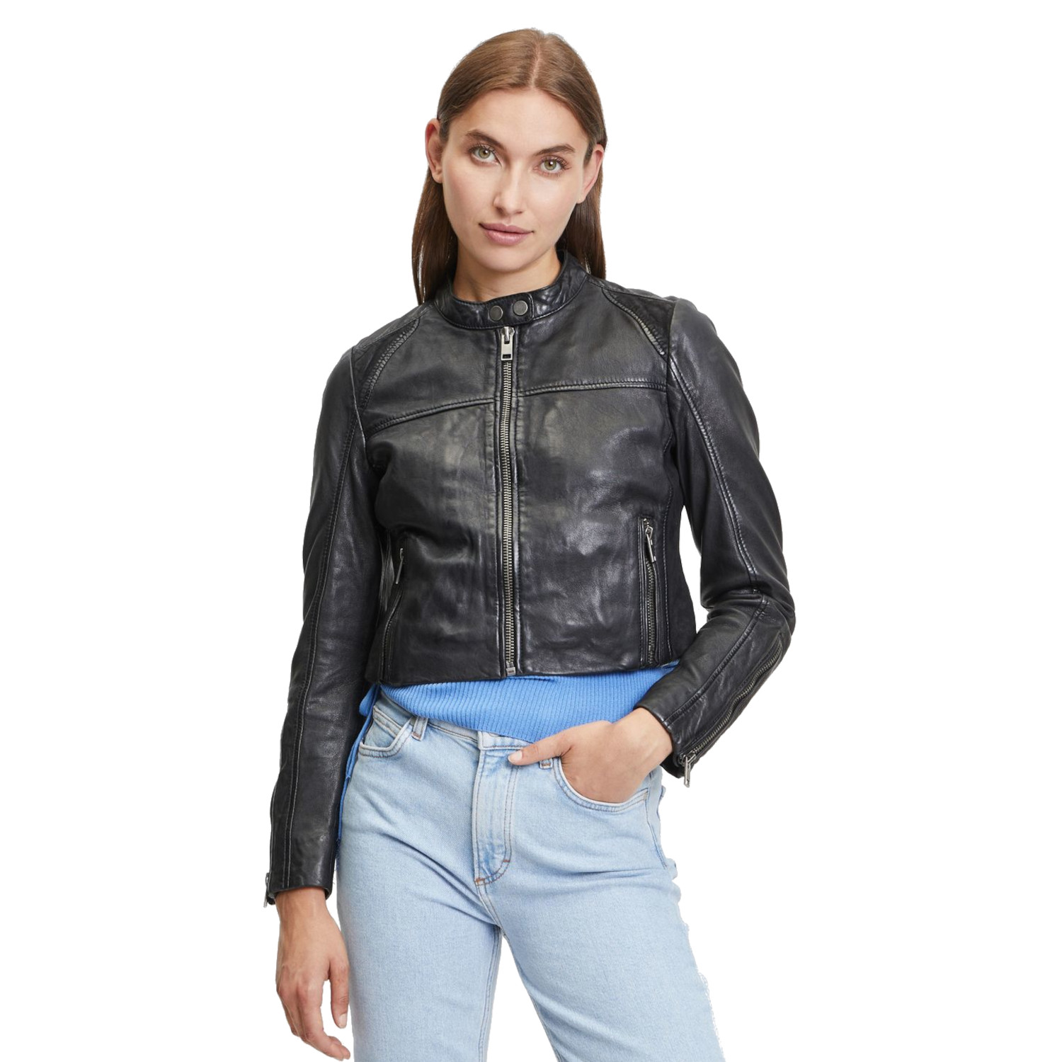 Geaca Scurta de Piele Dama Gipsy Neagra G2WAdana – Geci de Piele