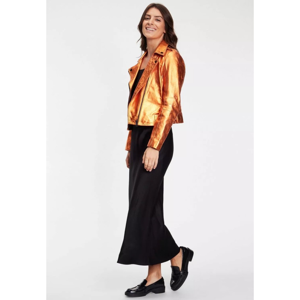 Geaca de Piele Dama Gipsy Portocaliu Metalic G2WAdine 2 SF LAMEV – IMBRACAMINTE