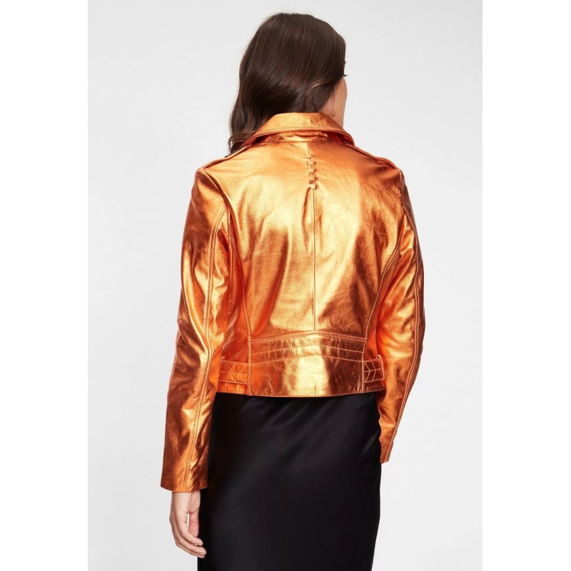 Geaca de Piele Dama Gipsy Portocaliu Metalic G2WAdine 2 SF LAMEV – IMBRACAMINTE