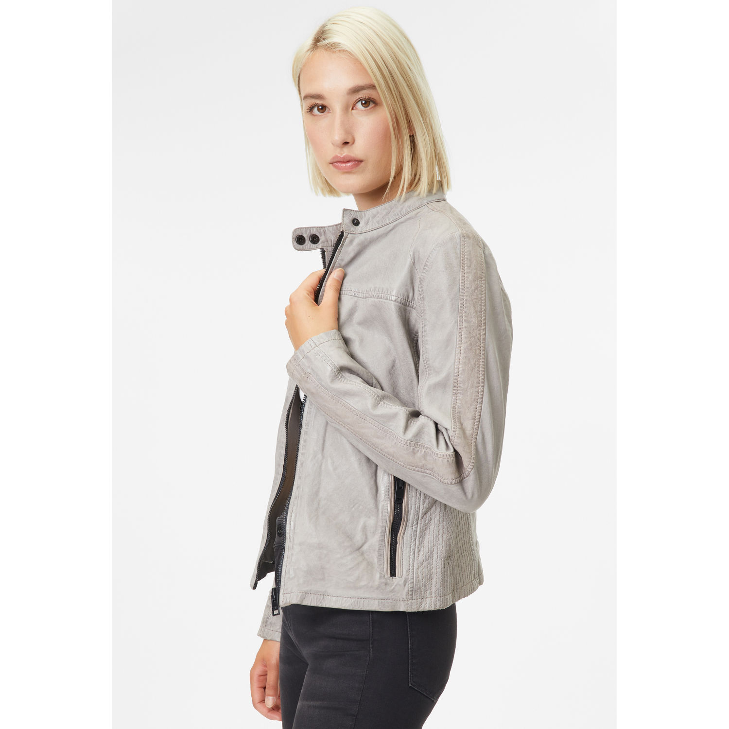 Geaca de Piele Dama Gipsy Gri Deschis G2WAlana – Geci de Piele Geaca de Piele Dama Gipsy Gri Deschis G2WAlana – Geci de Piele