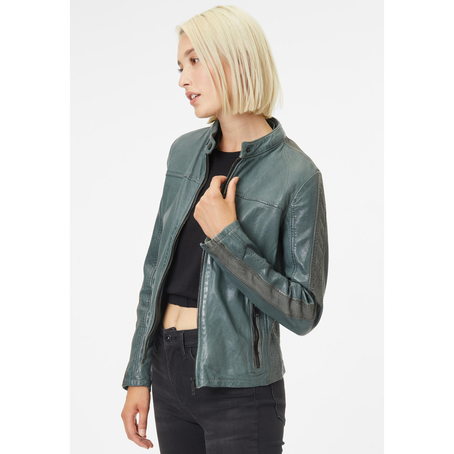 Geaca de Piele Dama Gipsy Verde Inchis G2WAlana – Geci de Piele