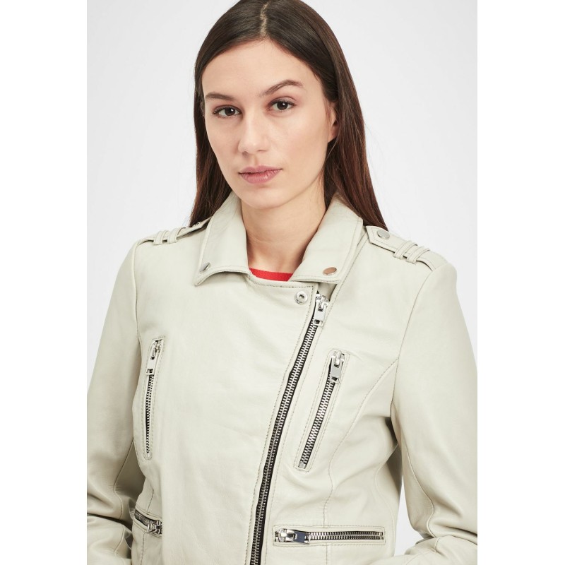 Geaca de Piele Dama Gipsy Alba G2WAnca SF LAROXV – IMBRACAMINTE