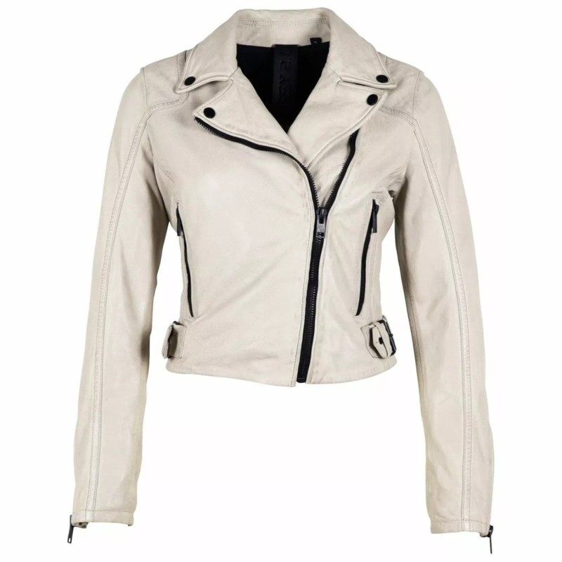 Geaca de Piele Dama Gipsy Alb Murdar G2WBita – Black Friday