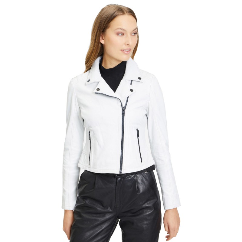 Geaca de Piele Dama Gipsy Alb Murdar G2WDalina – Black Friday