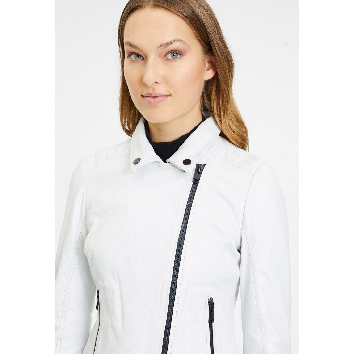 Geaca de Piele Dama Gipsy Alb Murdar G2WDalina – IMBRACAMINTE