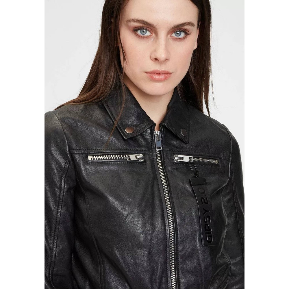 Geaca Scurta de Piele Dama Gipsy Neagra G2WDamara SF LABRIV geci de piele - readytowear.ro