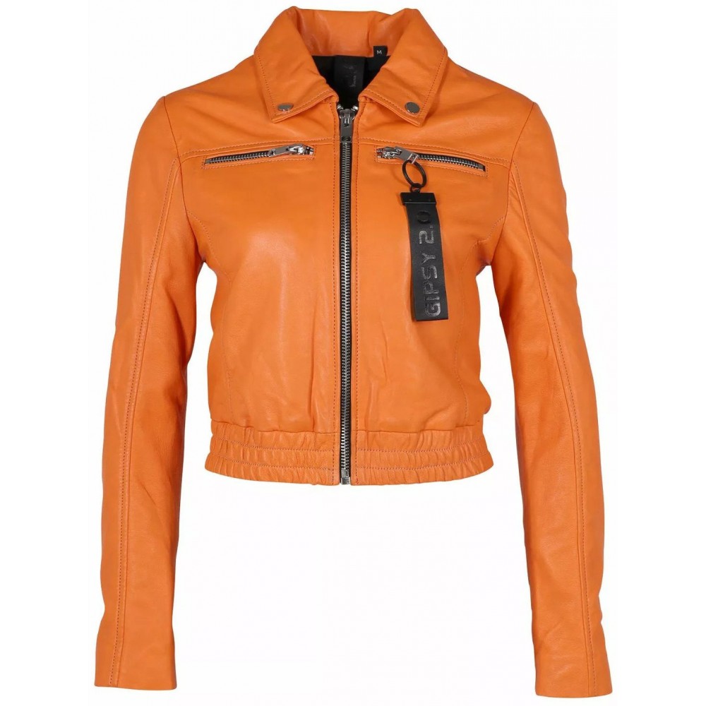 Geaca Scurta de Piele Dama Gipsy Portocalie G2WDamara SF LABRIV Geaca Scurta de Piele Dama Gipsy Portocalie G2WDamara SF LABRIV - readytowear.ro