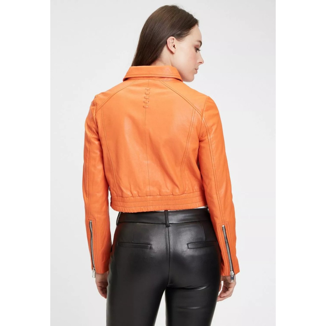 Geaca Scurta de Piele Dama Gipsy Portocalie G2WDamara SF LABRIV – IMBRACAMINTE