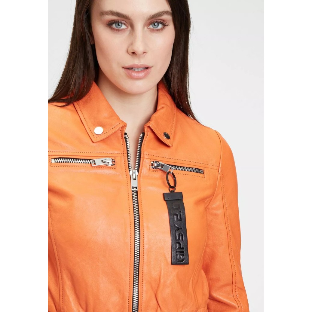 Geaca Scurta de Piele Dama Gipsy Portocalie G2WDamara SF LABRIV – IMBRACAMINTE