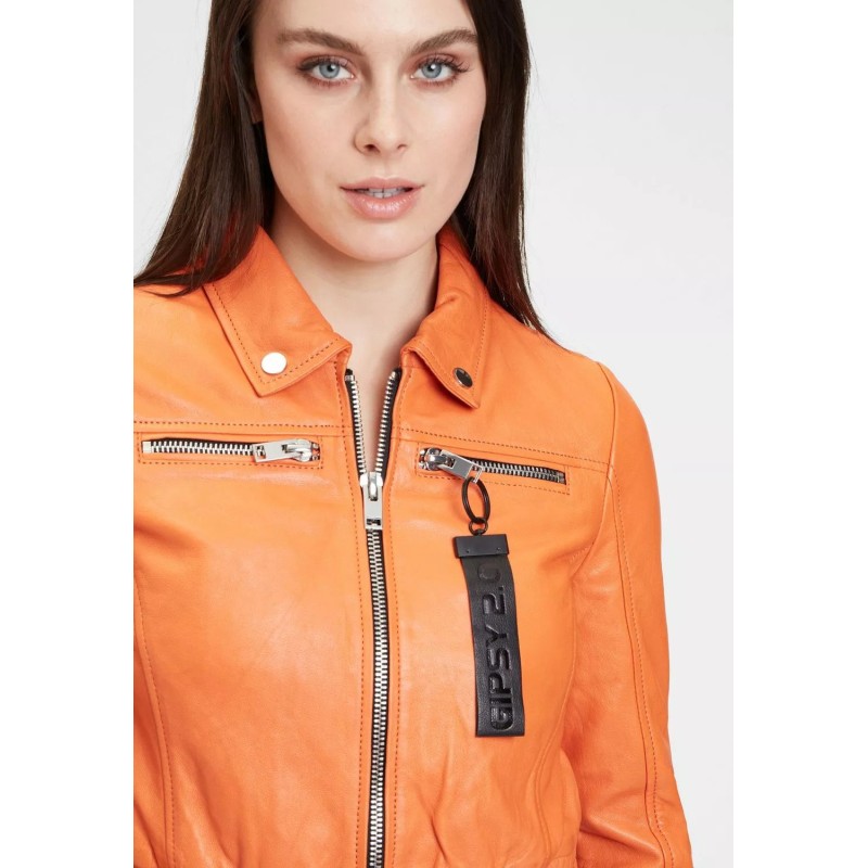 Geaca Scurta de Piele Dama Gipsy Portocalie G2WDamara SF LABRIV – IMBRACAMINTE Geaca Scurta de Piele Dama Gipsy Portocalie G2WDamara SF LABRIV – IMBRACAMINTE