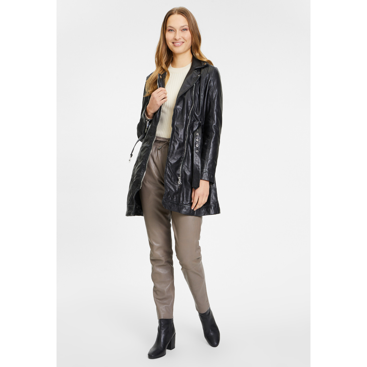 Geaca Lunga de Piele Dama Gipsy Neagra G2WDayna – IMBRACAMINTE