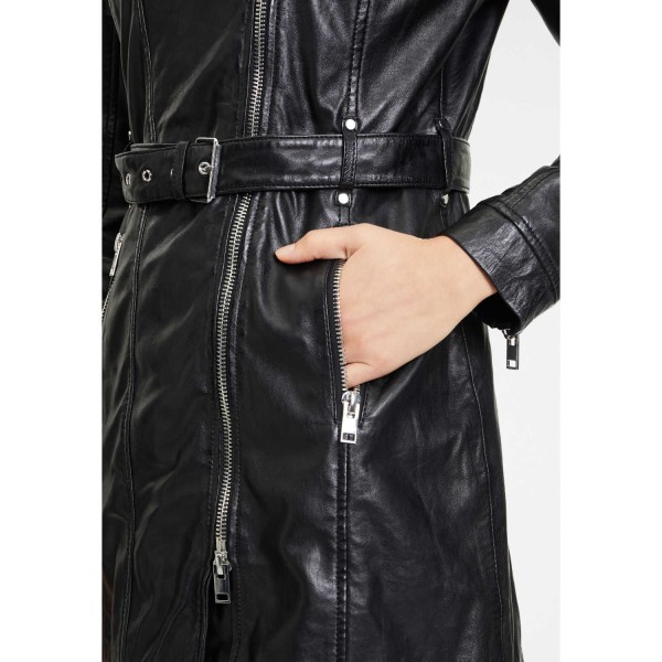 Geaca Lunga de Piele Dama Gipsy Neagra G2WDayna – IMBRACAMINTE — fotografia 7
