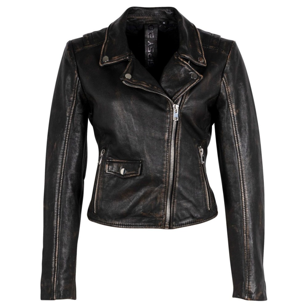 Geaca de Piele Dama Gipsy Negru Antic G2WDovea Geaca de Piele Dama Gipsy Negru Antic G2WDovea - readytowear.ro
