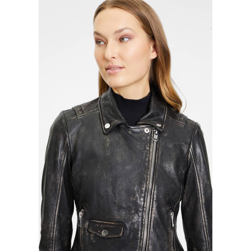 Geaca de Piele Dama Gipsy Negru Antic G2WDovea – IMBRACAMINTE