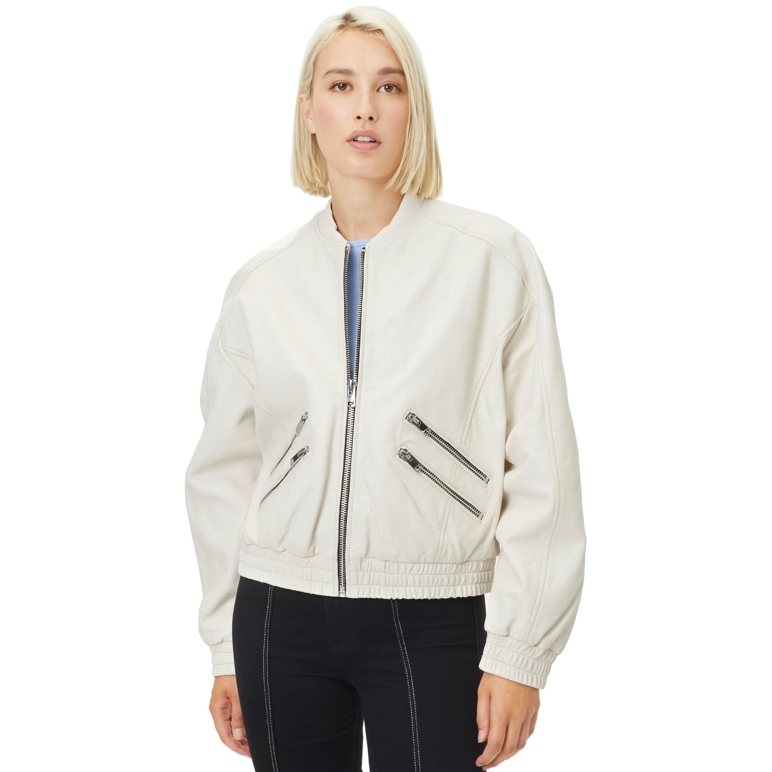 Geaca de Piele Dama Gipsy Alb Murdar G2WHariet – Geci de Piele