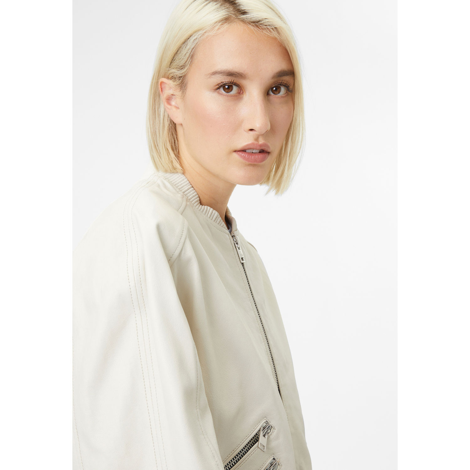 Geaca de Piele Dama Gipsy Alb Murdar G2WHariet – Geci de Piele