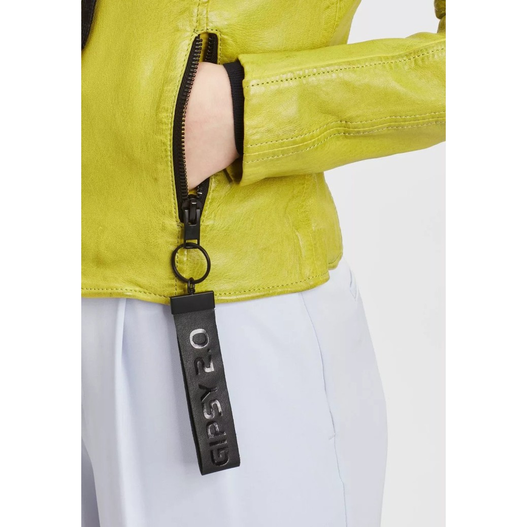 Geaca de Piele Dama Gipsy Galben Acid G2WIkia SF LAPOLV – IMBRACAMINTE