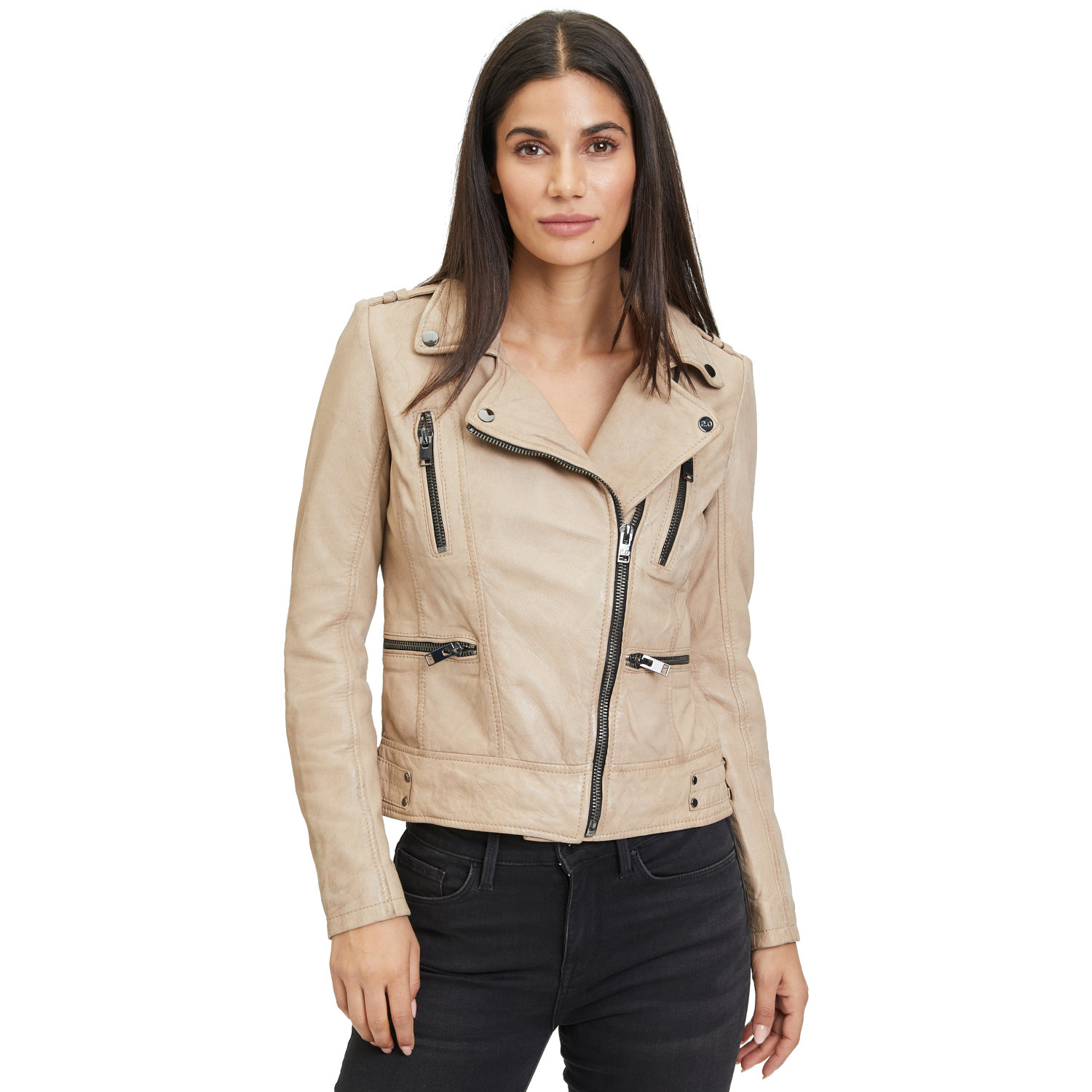 Geaca de Piele Dama Gipsy Bej Deschis G2WJovia – Black Friday