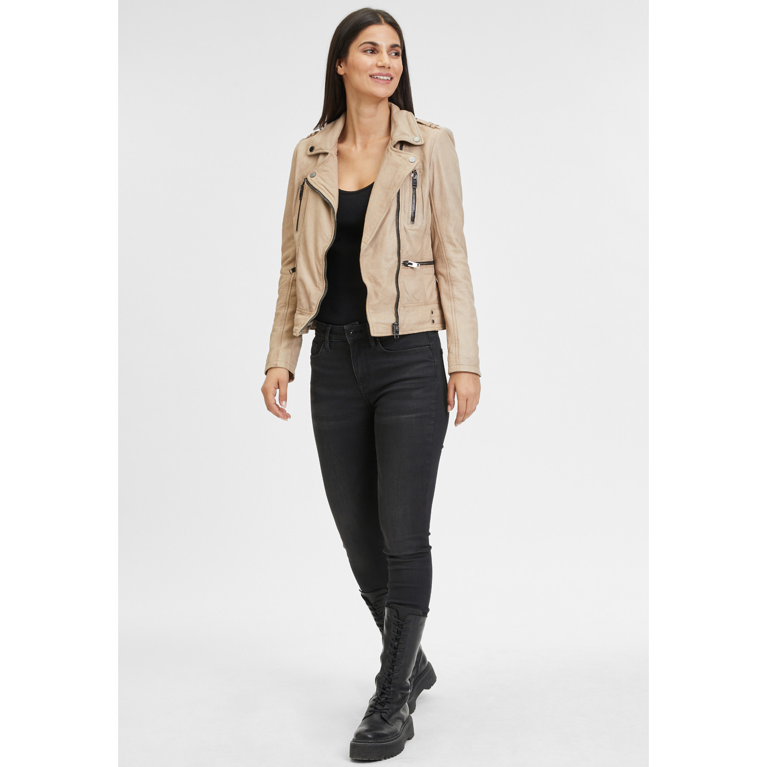 Geaca de Piele Dama Gipsy Bej Deschis G2WJovia – Black Friday
