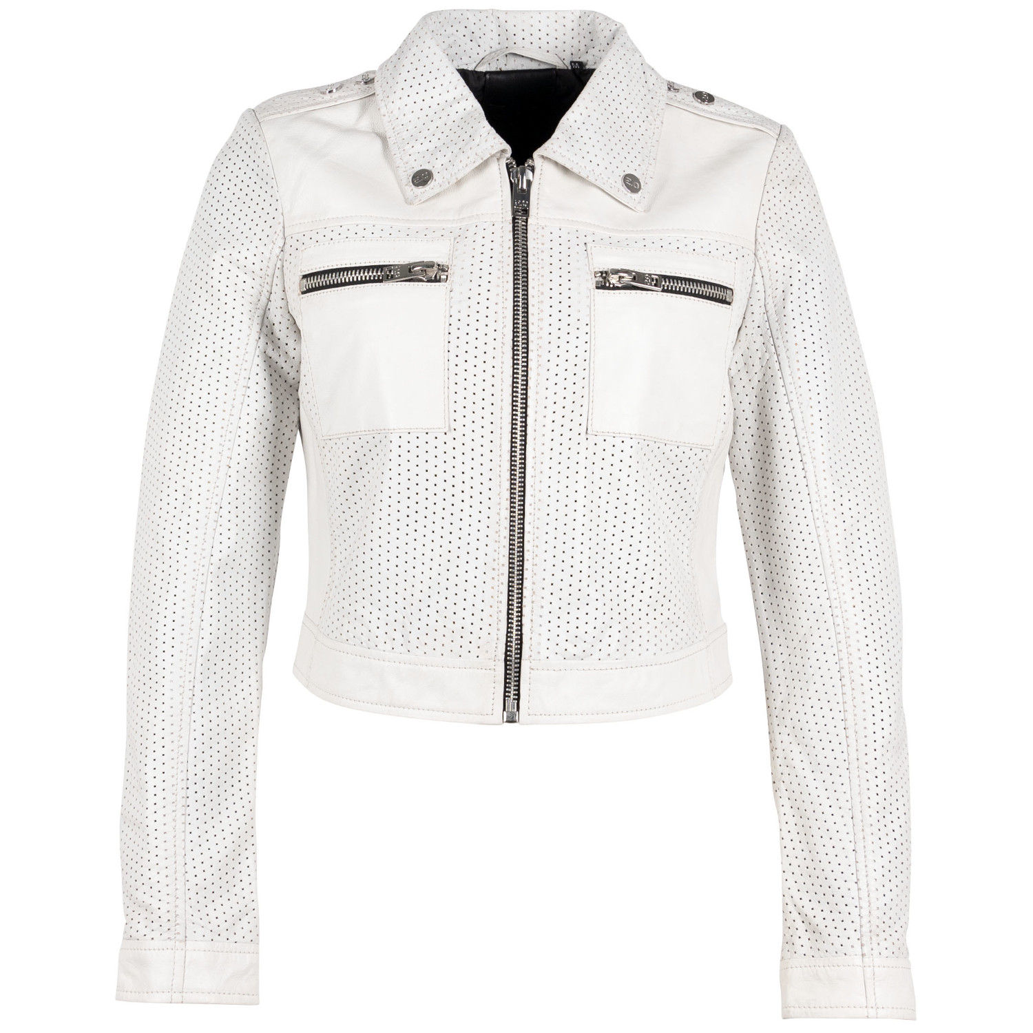 Geaca Scurta de Piele Dama Gipsy Alb Murdar G2WShala – IMBRACAMINTE