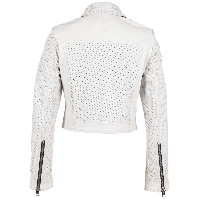 Geaca Scurta de Piele Dama Gipsy Alb Murdar G2WShala – IMBRACAMINTE