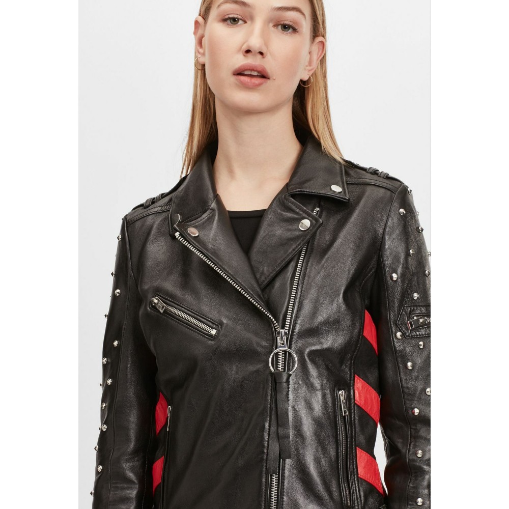 Geaca de Piele Dama Gipsy Negru/Rosu G2WTaly SF LAROXV Geaca de Piele Dama Gipsy Negru/Rosu G2WTaly SF LAROXV - readytowear.ro