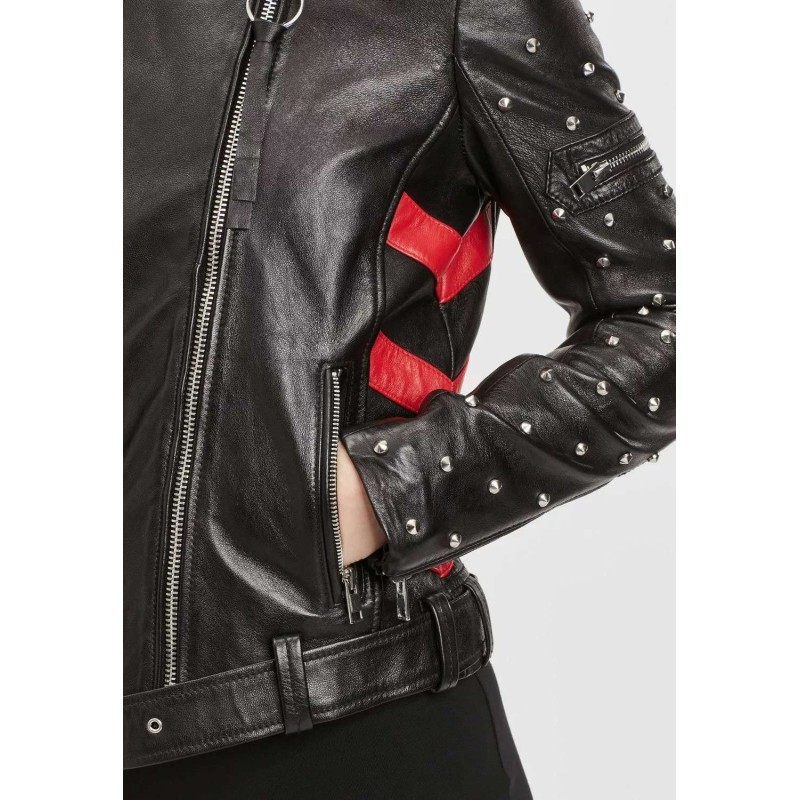 Geaca de Piele Dama Gipsy Negru/Rosu G2WTaly SF LAROXV – IMBRACAMINTE Geaca de Piele Dama Gipsy Negru/Rosu G2WTaly SF LAROXV – IMBRACAMINTE