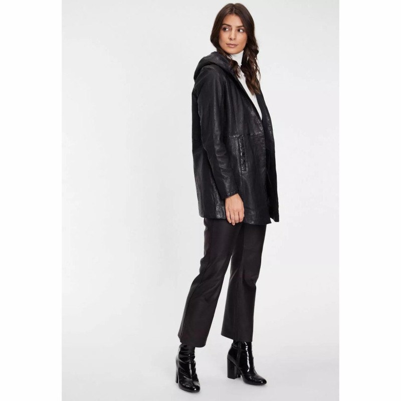 Geaca Lunga de Piele Dama Gipsy Neagra G2WVica LF LCORV – IMBRACAMINTE