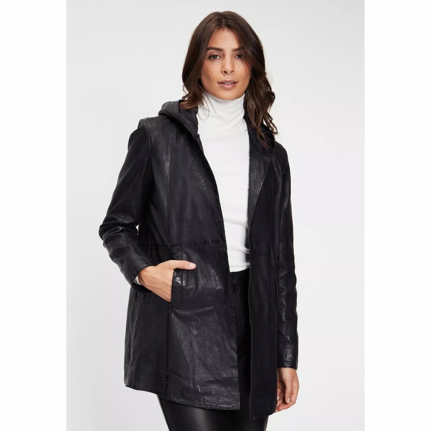 Geaca Lunga de Piele Dama Gipsy Neagra G2WVica LF LCORV – IMBRACAMINTE